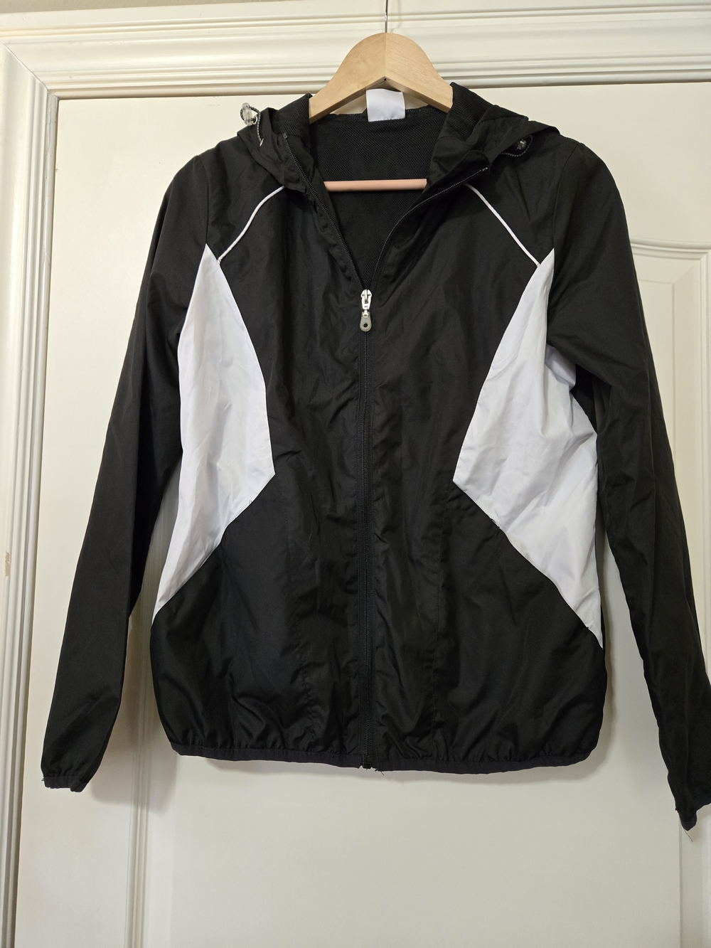 Danskin Now Black And White Windbreaker with Hood
